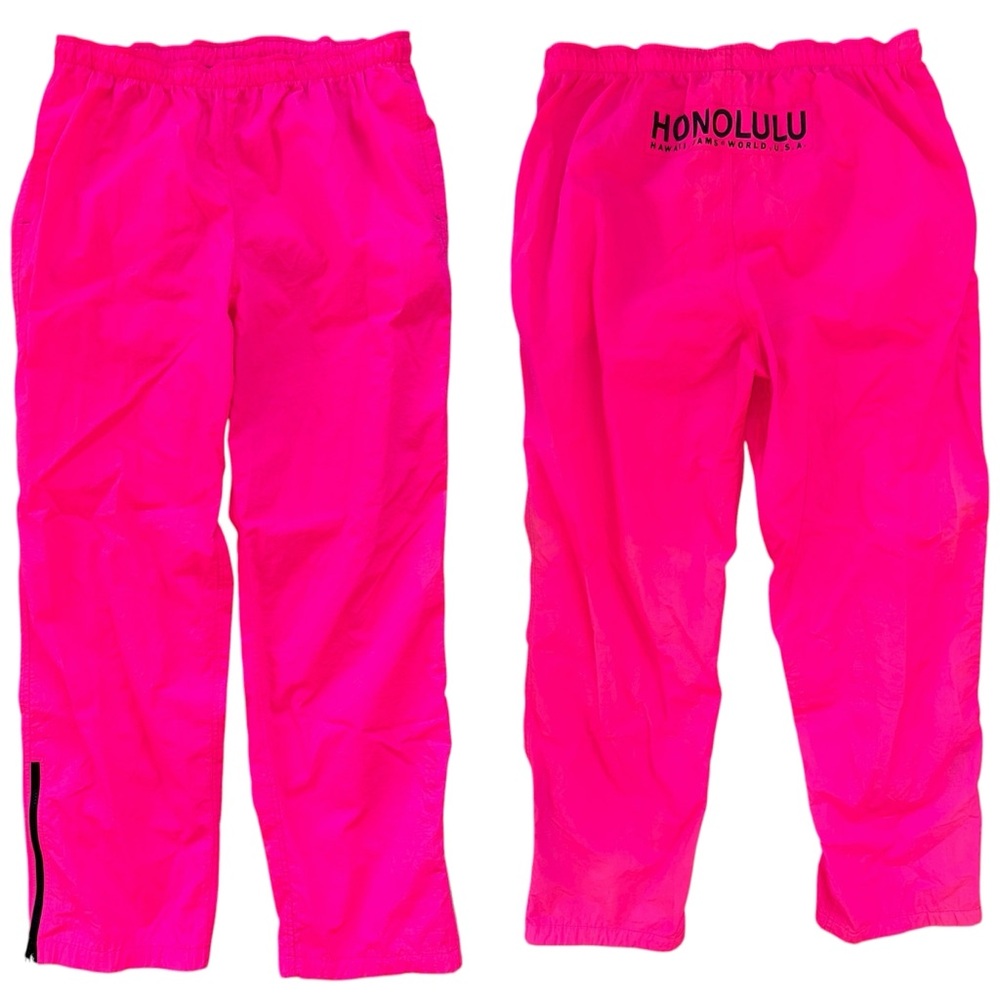 Vintage 80s 90s Rare Jams World Neon Pink Nylon Windbreaker Zip Hem Pants Large